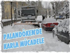 Palandöken'de karla mücadele