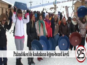 Palandöken'de kadınların leğen-board keyfi