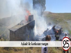 Aşkale'de korkutan yangın