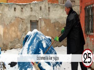 Erzurum'da kar yağışı