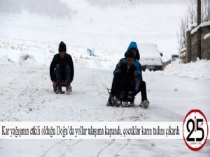 Kar yağışının etkili olduğu Doğu'da yollar ulaşıma kapandı, çocuklar karın tadını çıkardı