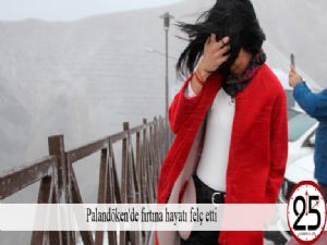 Palandöken'de fırtına hayatı felç etti