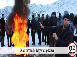 Kar üstünde hayvan pazarı