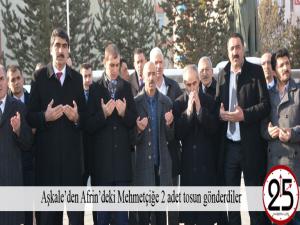 Aşkaleden Afrindeki Mehmetçiğe 2 adet tosun gönderdiler