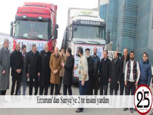 Erzurumdan Suriyeye 2 tır insani yardım
