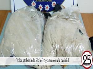 Yolcu otobüsünde 6 kilo 32 gram eroin ele geçirildi