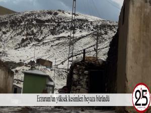 Erzurum'un yüksek kesimleri beyaza büründü