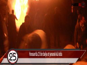 Horasanda 25 bin balya ot yanarak kül oldu