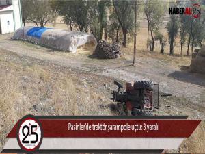 Pasinlerde traktör şarampole uçtu: 3 yaralı