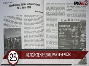 Kerkük'ten Erzurum'a teşekkür