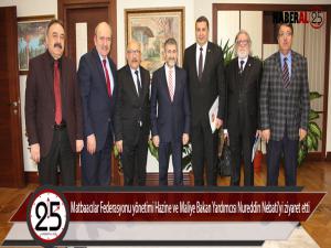 Matbaacılar Federasyonu yönetimi Hazine ve Maliye Bakan Yardımcısı Nureddin Nebatiyi ziyaret etti