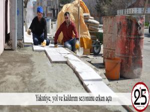 Yakutiye, yol ve kaldırım sezonunu erken açtı