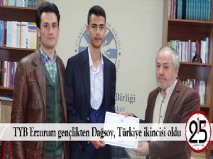 TYB Erzurum gençlikten Dağsoy, Türkiye ikincisi oldu