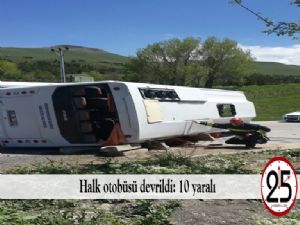 Halk otobüsü devrildi: 10 yaralı