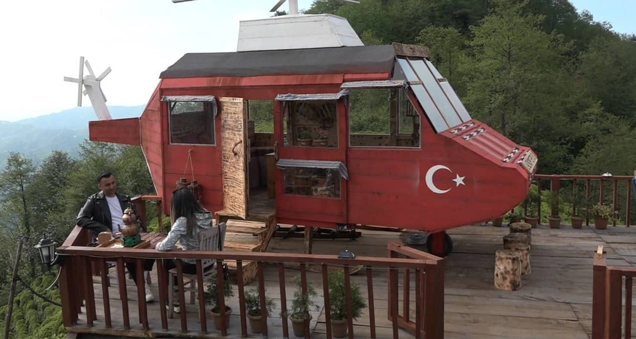 Rizeli’nin dağ başına yaptığı ‘Lazkopter’ ilgi odağı oldu